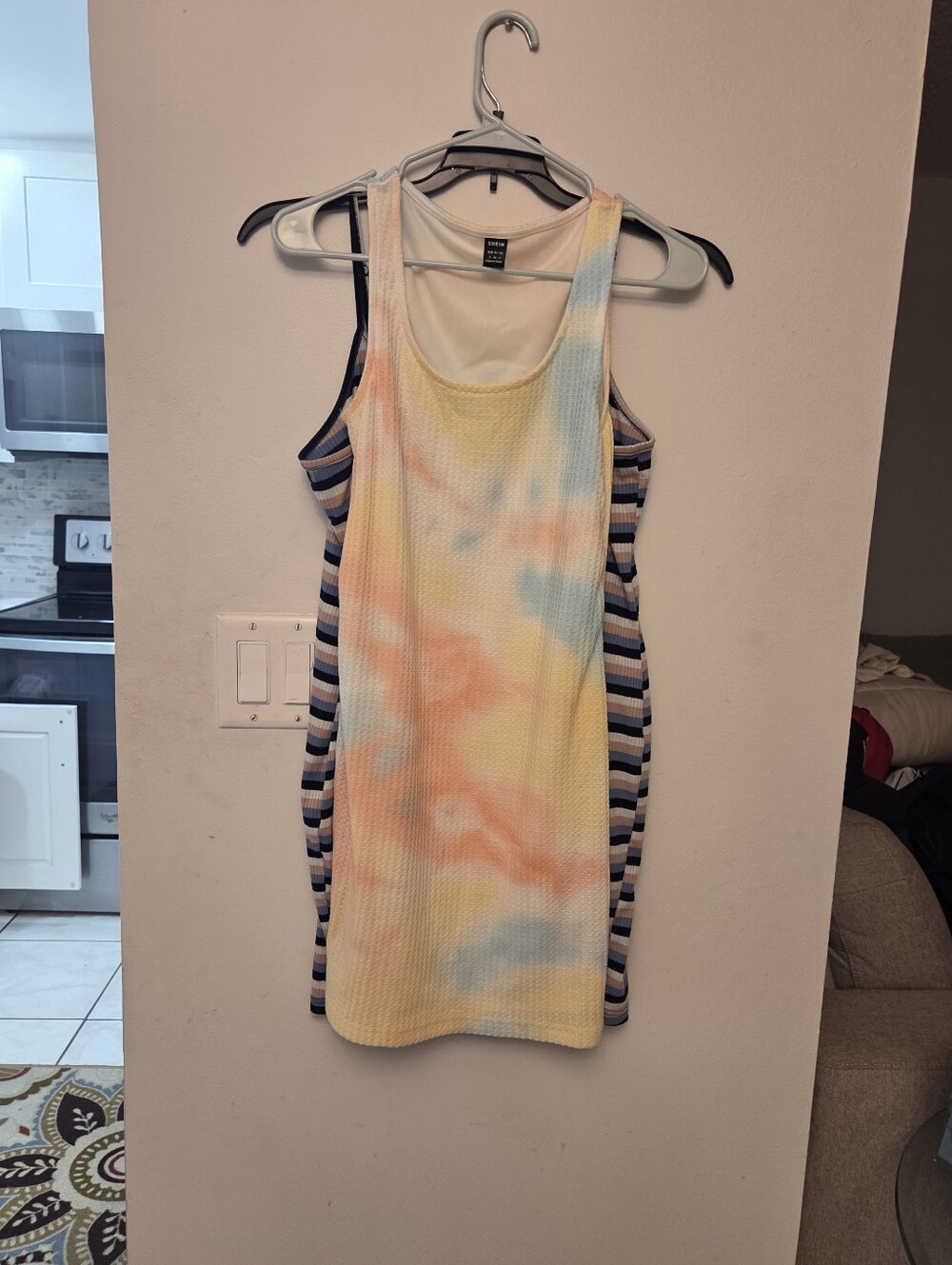 Casual Tie-Dye Tank Dress - Pastel